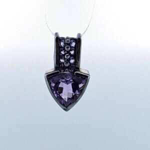 Estate Sterling Silver 925 Amethyst Shield Pendant STS Thailand 5.4g No Chain